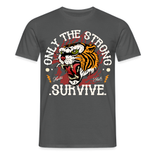 Charger l'image dans la galerie, T-shirt Tattoo old school Homme Tigre - Only the strong survive - charbon