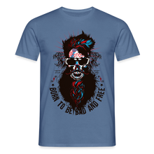 Charger l'image dans la galerie, T-shirt Tête de mort Homme Born to be bad - bleu pigeon