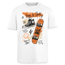 Charger l'image dans la galerie, T-Shirt Skateur homme Oversize Blanc – Design Born to skate - blanc