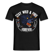 Charger l'image dans la galerie, T-shirt Tattoo old school Homme Stay wild and free panther noir - noir
