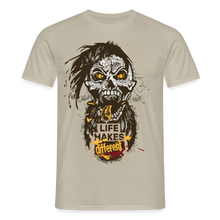 Charger l'image dans la galerie, T-shirt Tête de mort Homme Life makes different - beige sable
