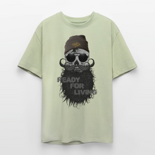 Charger l'image dans la galerie, T-shirt Tête de mort hipster Homme Ready For Living - vert sauge léger