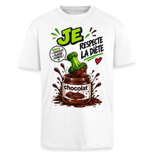 Charger l'image dans la galerie, T-shirt Musculation Humour – Je Respecte la Diète… Brocoli & Chocolat - blanc