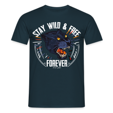 Charger l'image dans la galerie, T-shirt Tattoo old school Homme Stay wild and free panther noir - marine