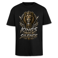 Charger l'image dans la galerie, T-shirt phrase motivation Kings train in silence - noir