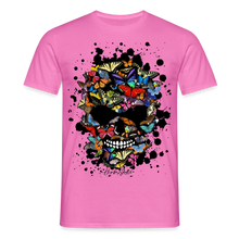 Charger l'image dans la galerie, T-shirt Tête de mort Homme Crâne au papillons noirs - rose