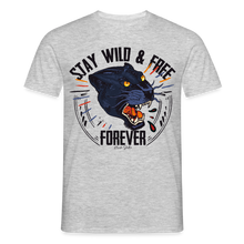 Charger l'image dans la galerie, T-shirt Tattoo old school Homme Stay wild and free panther - gris chiné