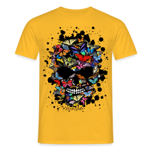 Charger l'image dans la galerie, T-shirt Tête de mort Homme Crâne au papillons noirs - jaune