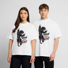 Charger l'image dans la galerie, T-shirt motivation musculation panthere train like a beast - blanc