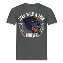 Charger l'image dans la galerie, T-shirt Tattoo old school Homme Stay wild and free panther noir - charbon