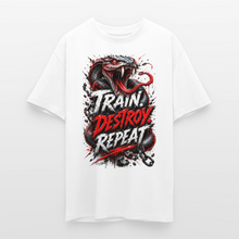 Charger l'image dans la galerie, T-Shirts Musculation Train Destroy Repeat serpent - blanc