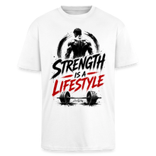 Charger l'image dans la galerie, T-shirt phrase motivation Strength is a lifestyle - blanc