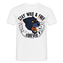 Charger l'image dans la galerie, T-shirt Tattoo old school Homme Stay wild and free panther - blanc