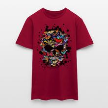 Charger l'image dans la galerie, T-shirt Tête de mort Homme Crâne au papillons noirs - rouge brique