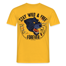 Charger l'image dans la galerie, T-shirt Tattoo old school Homme Stay wild and free panther - jaune