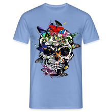 Charger l'image dans la galerie, T-shirt Tête de mort Homme Crane papillons - carolina blue