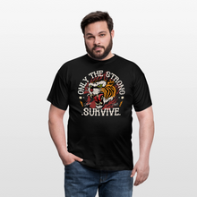 Charger l'image dans la galerie, T-shirt Tattoo old school Homme Tigre - Only the strong survive - noir