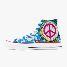 Charger l'image dans la galerie, Chaussures montantes en toile - Peace bleu