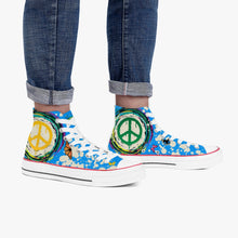 Charger l'image dans la galerie, Chaussures montantes en toile - Peace bleu