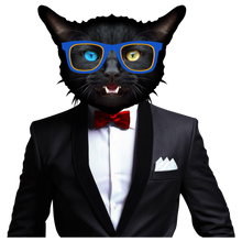 Charger l'image dans la galerie, Homme T-Shirt hipster Tête de chat avec costume noeud papillon (6629286150323)