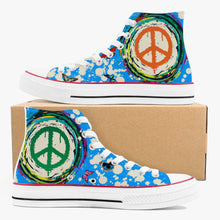 Charger l'image dans la galerie, Chaussures montantes en toile - Peace bleu