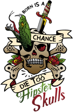 Charger l'image dans la galerie, Homme T-Shirt tete de mort old school tattoo serpent born chance die too
