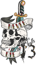 Charger l'image dans la galerie, Homme T-Shirt hipster skulls never die tete de mort crane dague old school numero 13