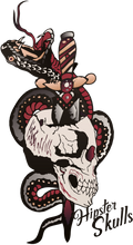 Charger l'image dans la galerie, Homme T-Shirt serpent old school tete de mort hipster skulls tattoo dague mortelle