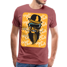 Charger l'image dans la galerie, Homme T-Shirt Tête de mort crâne hipster skull à barbe et moustache chapeau melon - washed burgundy (6587779940531)