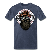 Charger l'image dans la galerie, Homme T-Shirt hipster skull Tête de mort crâne barbu avec chapeau de cowboy moustachu 1974 - heather blue (6587816575155)