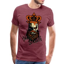 Charger l'image dans la galerie, Homme T-Shirt hipster skull Tête de mort à barbe crâne barbu couronne du roi - heather burgundy (6587822637235)