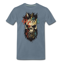 Charger l'image dans la galerie, Homme T-Shirt Tête de mort crâne hipster skull barbu moustachu maitre - steel blue (6590286233779)