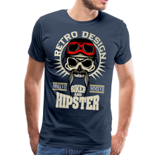 Charger l'image dans la galerie, Homme T-Shirt Tête de mort crâne hipster skull moustachu biker motard - navy (6590312480947)