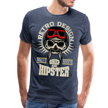 Charger l'image dans la galerie, Homme T-Shirt Tête de mort crâne hipster skull moustachu biker motard - heather blue (6590312480947)