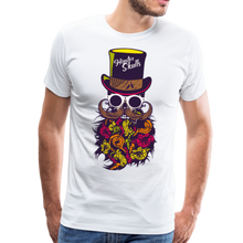 Charger l'image dans la galerie, Homme T-Shirt crâne hipster skull Tête de mort barbu moustache et barbe chapeau multicolore - white (6590330896563)