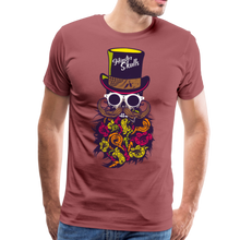 Charger l'image dans la galerie, Homme T-Shirt crâne hipster skull Tête de mort barbu moustache et barbe chapeau multicolore - washed burgundy (6590330896563)