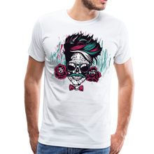 Charger l'image dans la galerie, Homme T-Shirt Tête de mort mexicaine crâne hipster skull moustachu tatouage de rose - white (6600225980595)