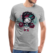 Charger l'image dans la galerie, Homme T-Shirt Tête de mort mexicaine crâne hipster skull moustachu tatouage de rose - heather grey (6600225980595)