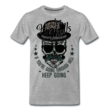 Charger l'image dans la galerie, Homme T-Shirt hipster skull Tête de mort crâne moustache chapeau melon keep - heather grey (6600237383859)