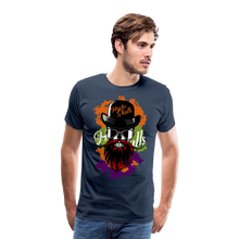 Charger l'image dans la galerie, Homme T-Shirt Tête de mort hipster skull crâne barbe et chapeau melon flourish - navy (6608447471795)