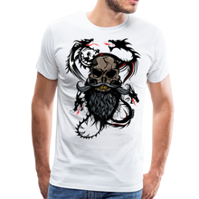Charger l'image dans la galerie, Homme T-Shirt Tête de mort dragon tribal hipster skull crâne à barbe caïd - white (6610333368499)