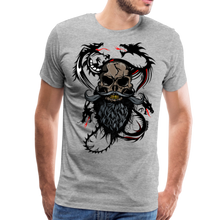 Charger l'image dans la galerie, Homme T-Shirt Tête de mort dragon tribal hipster skull crâne à barbe caïd - heather grey (6610333368499)