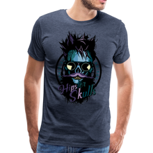 Charger l'image dans la galerie, Homme T-Shirt hipster skull Tête de mort barbe et moustache crâne lunette ronde suprême - heather blue (6610847137971)