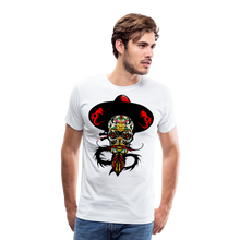 Charger l'image dans la galerie, Homme T-Shirt hipster skull Tête de mort mexicaine chapeau et dragon tribal crâne somptueux - white (6610953404595)