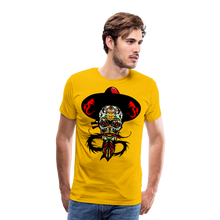 Charger l'image dans la galerie, Homme T-Shirt hipster skull Tête de mort mexicaine chapeau et dragon tribal crâne somptueux - sun yellow (6610953404595)