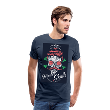 Charger l'image dans la galerie, Homme T-Shirt Tête de mort lunettes ronde crâne hipster skull moustache os - navy (6611964494003)