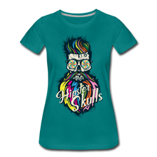 Charger l'image dans la galerie, Femme T-Shirt hipster skull Tête de mort crâne barbu barbe hypnotique - diva blue (6618244284595)