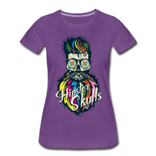 Charger l'image dans la galerie, Femme T-Shirt hipster skull Tête de mort crâne barbu barbe hypnotique - purple (6618244284595)