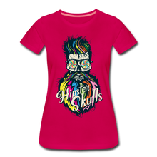 Charger l'image dans la galerie, Femme T-Shirt hipster skull Tête de mort crâne barbu barbe hypnotique - dark pink (6618244284595)