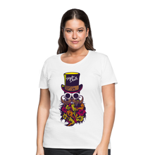Charger l'image dans la galerie, Femme T-Shirt crâne hipster skull Tête de mort barbu moustache et barbe chapeau multicolore - white (6618568720563)